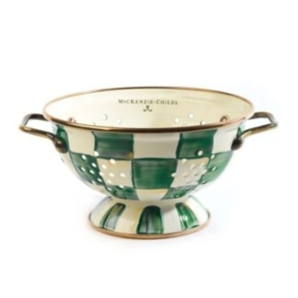 Mackenzie-Childs emerald check small colander
