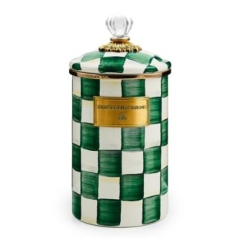 Mackenzie-Childs emerald check large canister