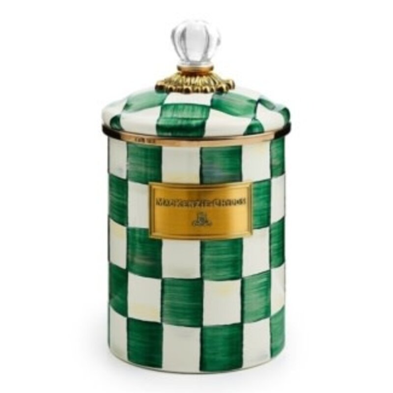 Mackenzie-Childs emerald check medium canister