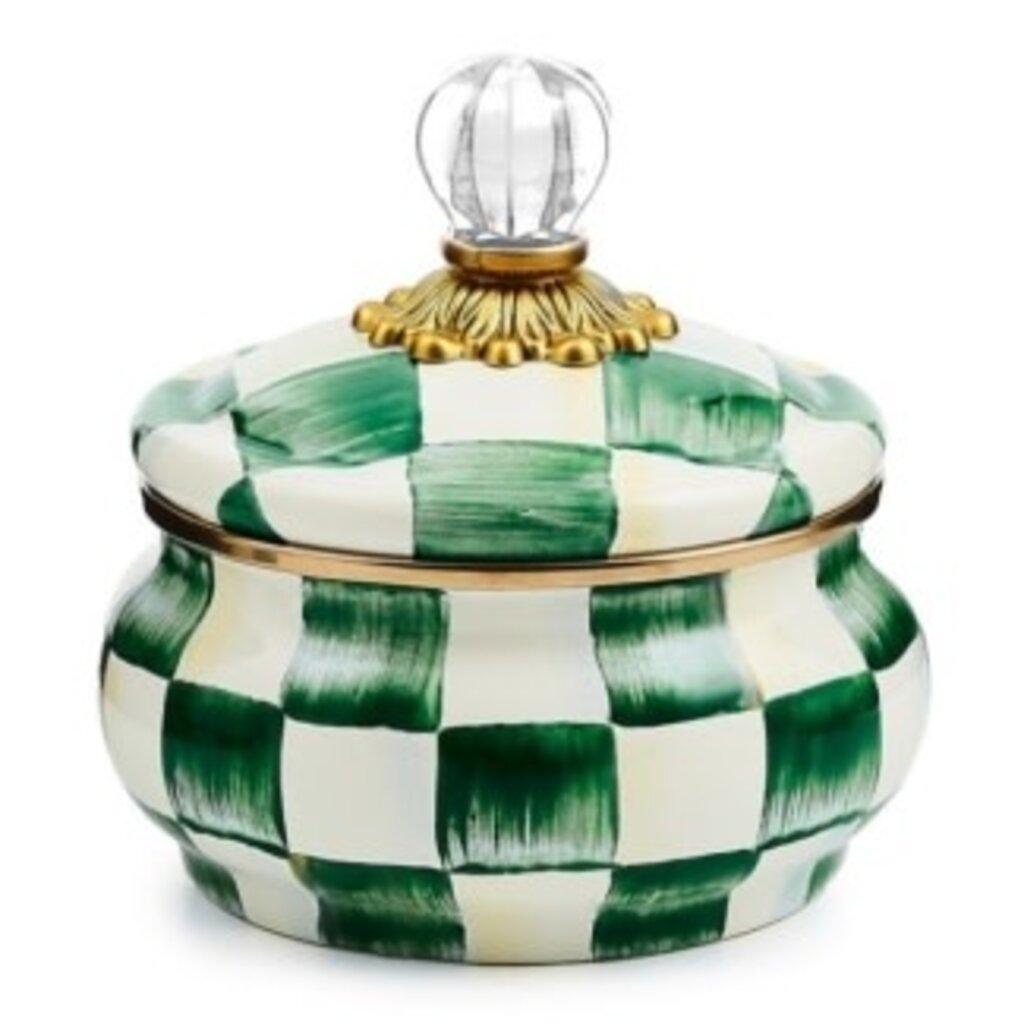 Mackenzie-Childs emerald check squashed pot