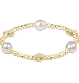 signature cross admire pearl pattern 3mm bead bracelet - gold