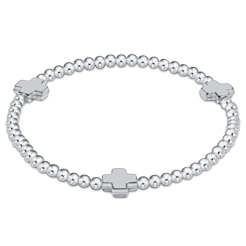 ENewton Design Extends - Signature Cross Sterling Pattern 3mm Bead Bracelet - Sterling