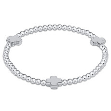 ENewton Design Extends - Signature Cross Sterling Pattern 3mm Bead Bracelet - Sterling