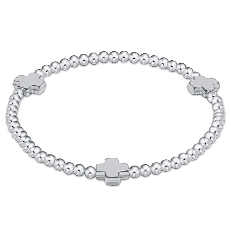 ENewton Design Extends - Signature Cross Sterling Pattern 3mm Bead Bracelet - Sterling