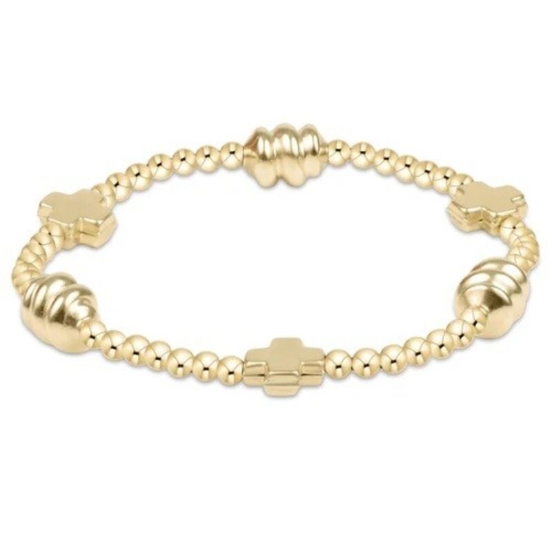 enewton Signature Cross Admire Gold  Pattern 3mm Bead Bracelet - Gold