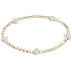 egirl signature cross small gold pattern 2mm bead bracelet off-white