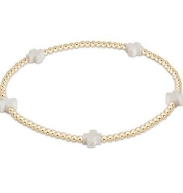 egirl signature cross small gold pattern 2mm bead bracelet off-white