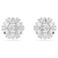 Swarovski Idyllia Ear Studs, Mixed cuts, Snowflake, White