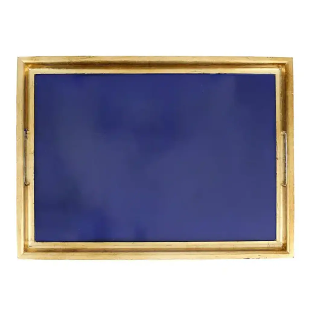 Vietri Florentine Wooden Accessories Cobalt & Gold Large Rectangular Tray