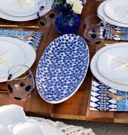 Vietri Santorini Flower Narrow Oval Platter