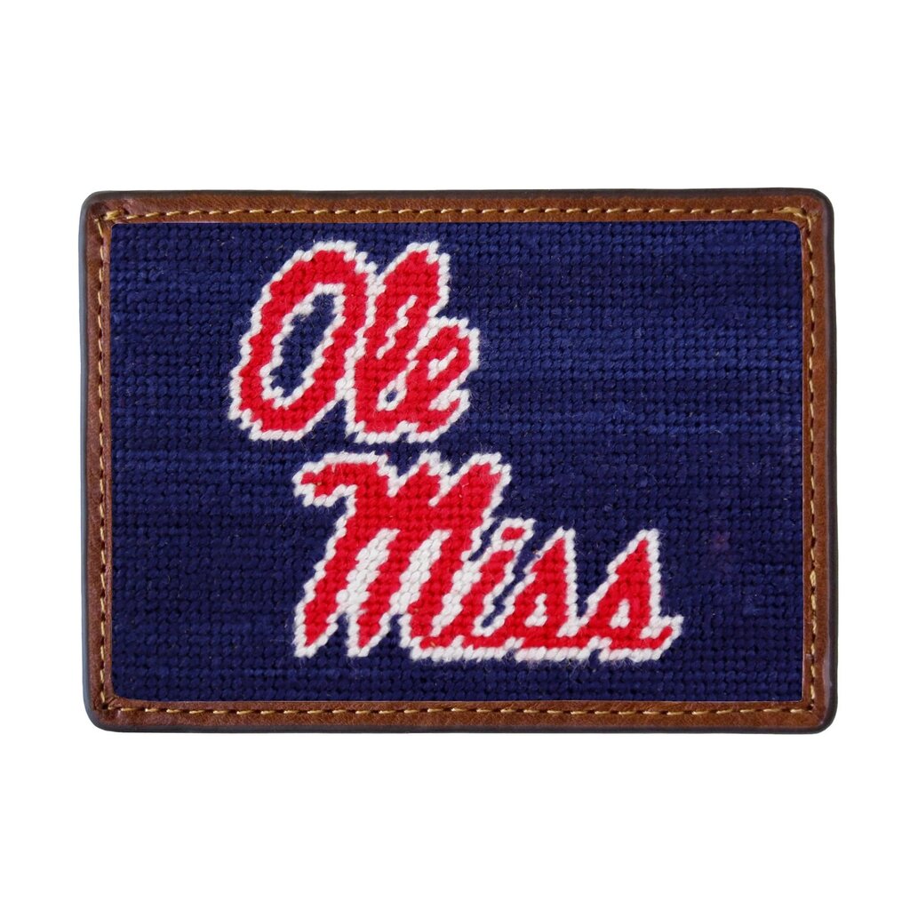 Smathers & Branson Ole-Miss (Dark Navy) Needlepoint Card Wallet