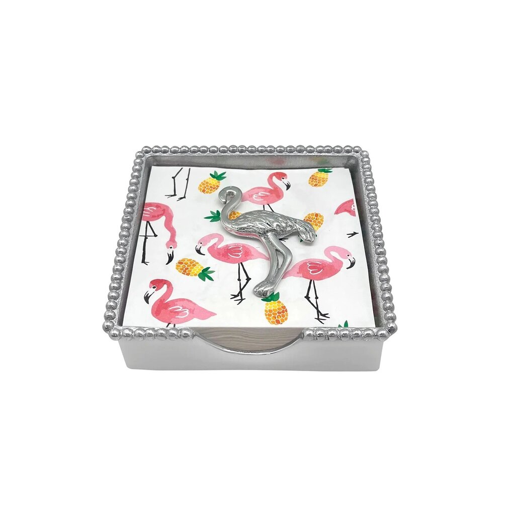 Mariposa Flamingo Beaded Napkin Box