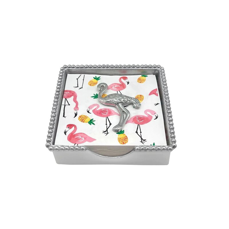 Mariposa Flamingo Beaded Napkin Box