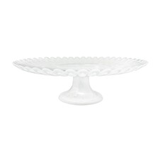 Mariposa Alabaster White Scalloped Large Cake Stand