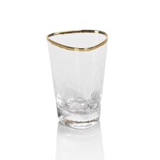 APERITIVO TRIANGULAR  SHOT GLASS, CLEAR W/ GOLD