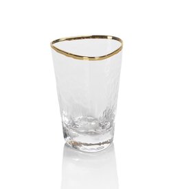 APERITIVO TRIANGULAR  SHOT GLASS, CLEAR W/ GOLD