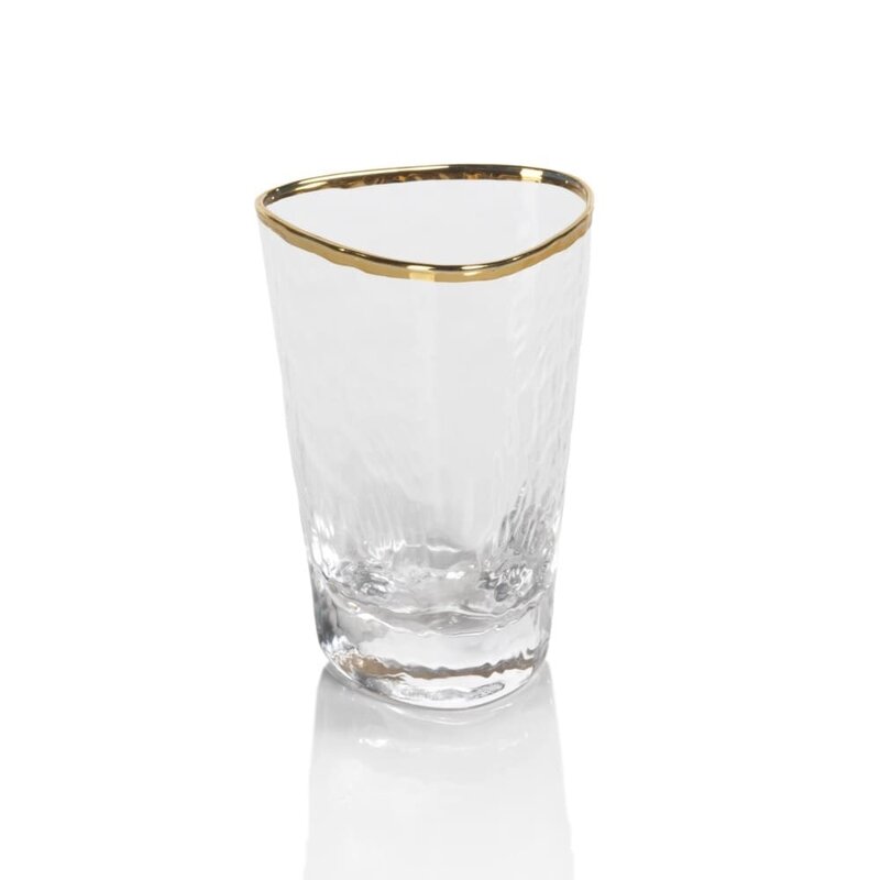 APERITIVO TRIANGULAR  SHOT GLASS, CLEAR W/ GOLD