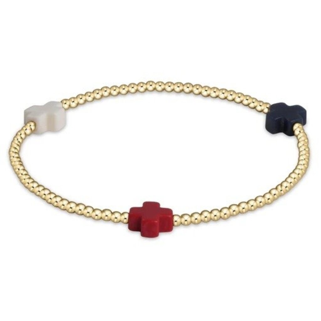 ENewton Design Signature Cross Gold Pattern 2mm Bead Bracelet - Firecracker