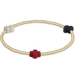 ENewton Design Signature Cross Gold Pattern 2mm Bead Bracelet - Firecracker
