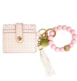 Porto Tiles Blush Keychain Wristlet Wallet