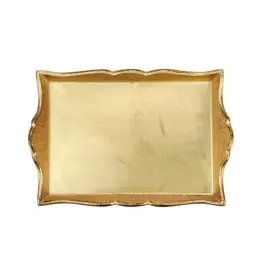 Vietri Florentine Wooden Accessories Gold Handled Small Rectangular Tray