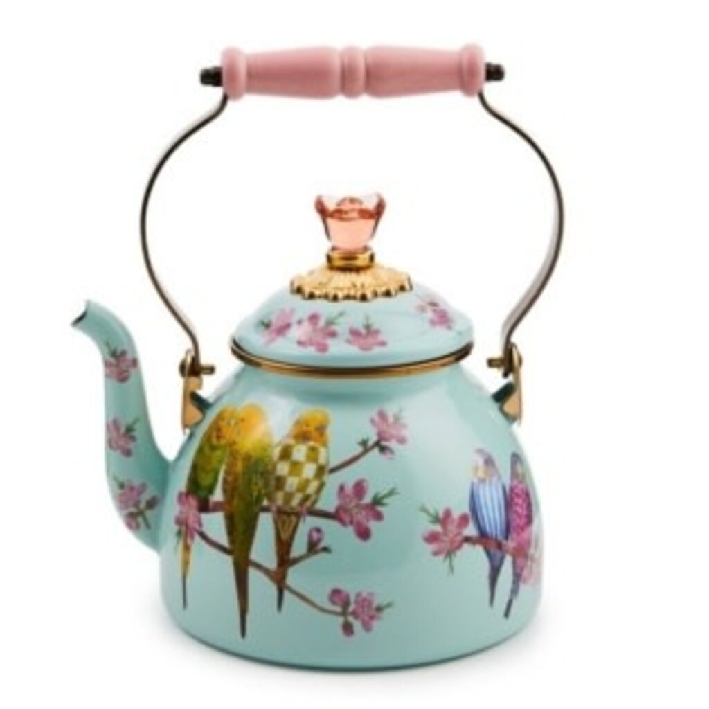 Mackenzie-Childs parakeet party 2 quart tea kettle