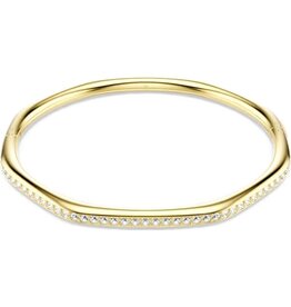 Swarovski Dextera bangle Octagon shape, Round cut, White, Gold-tone plated