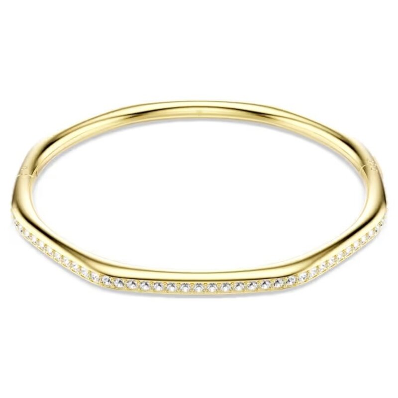 Swarovski Dextera bangle Octagon shape, Round cut, White, Gold-tone plated