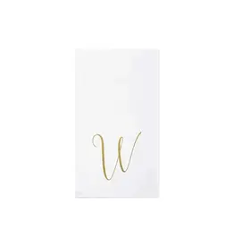 Vietri Papersoft Napkins Gold Monogram Guest Towels- W (Pack of 20)