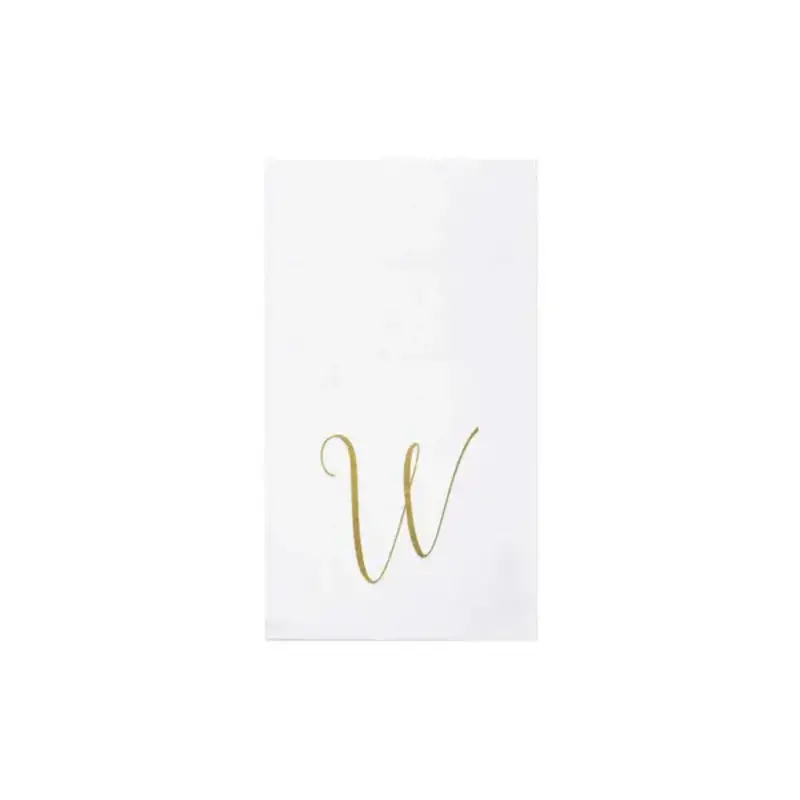 Vietri Papersoft Napkins Gold Monogram Guest Towels- W (Pack of 20)