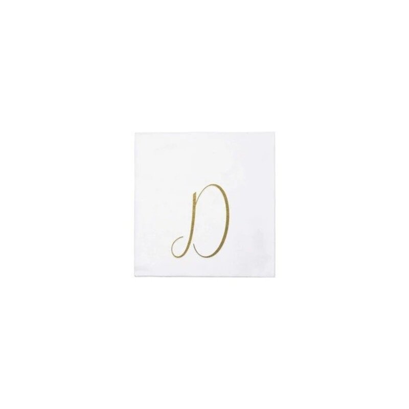 Vietri Papersoft Napkins Gold Monogram Cocktail Napkins/Letter D