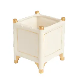 Abigails Cachepot Sm Bamboo Gold/White