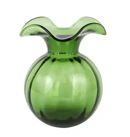 Vietri Hibiscus Glass Dark Green Medium Fluted Vase