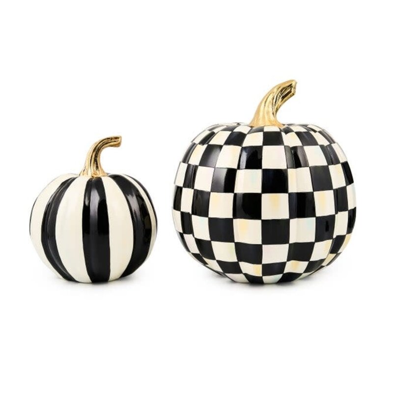 Mackenzie-Childs Classic Courtly Stripe Small & Check Medium Pumpkin, Set of 2