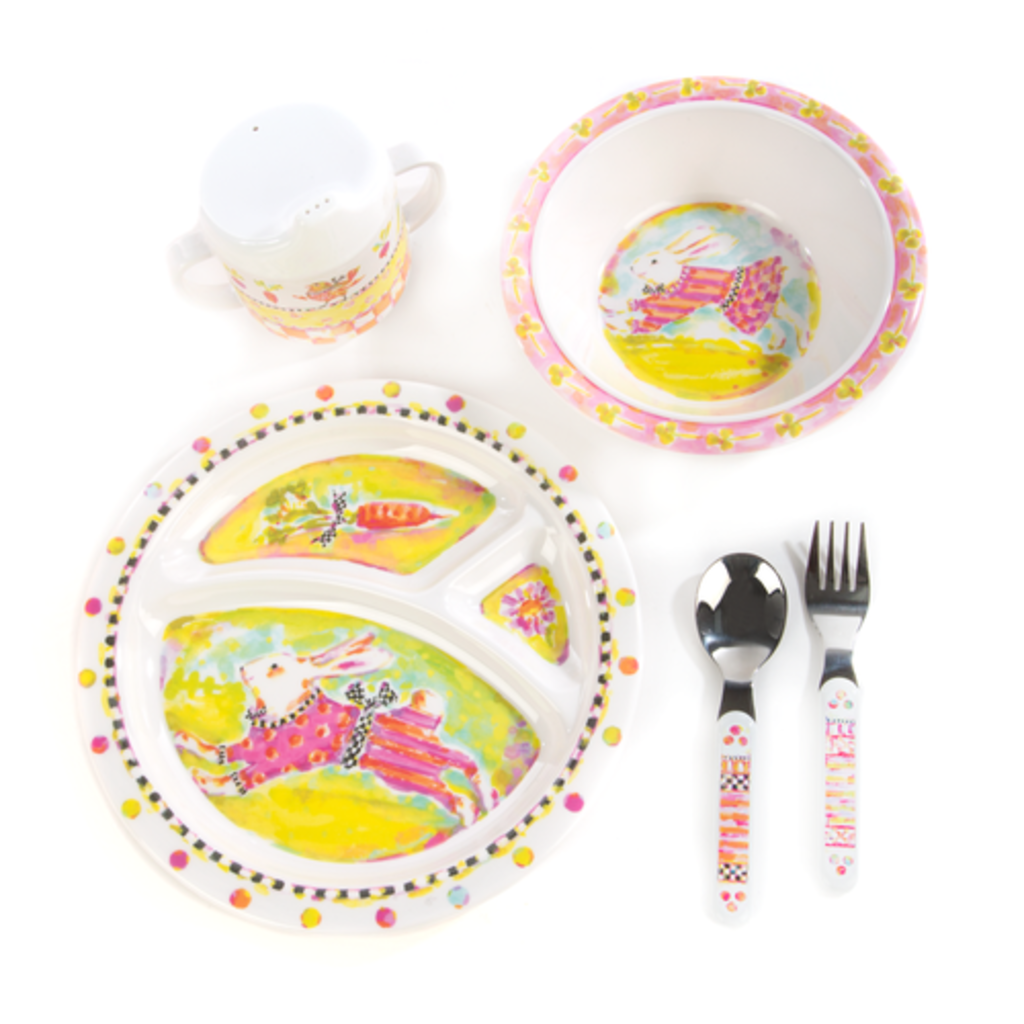 Mackenzie-Childs bunny toddler's dinnerware set