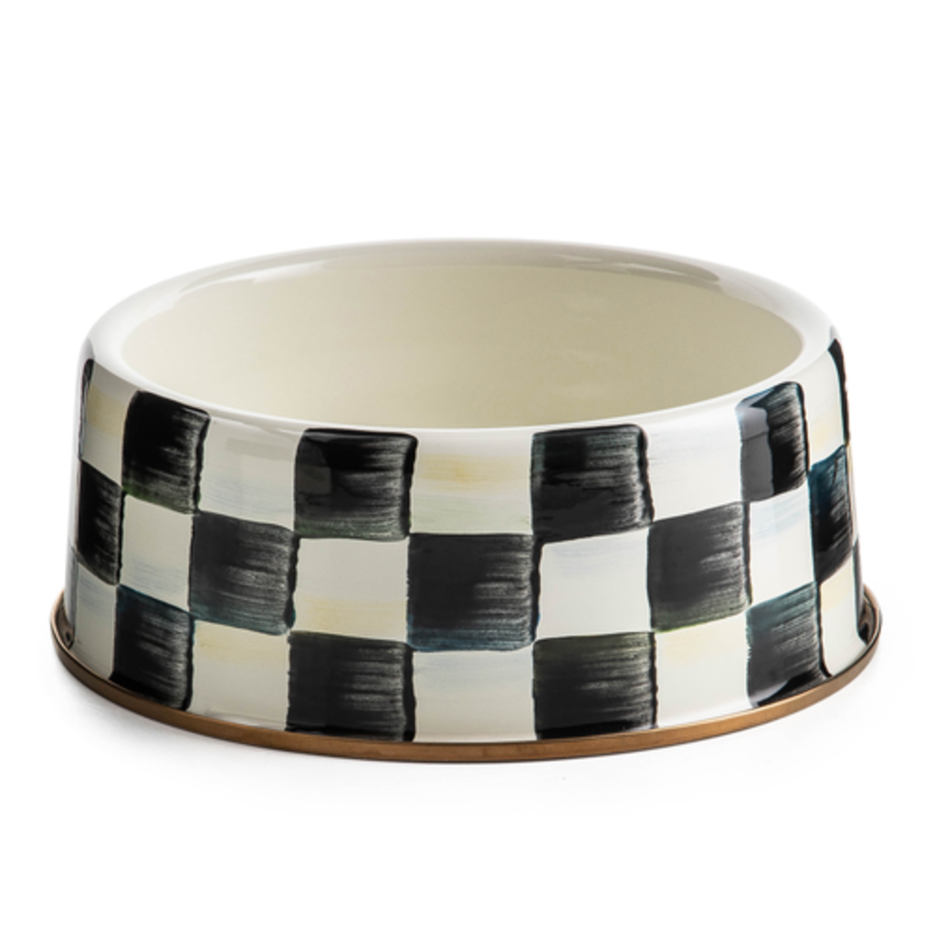 Mackenzie-Childs courtly check large pet dish