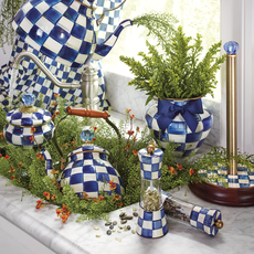 Mackenzie-Childs royal check squashed pot