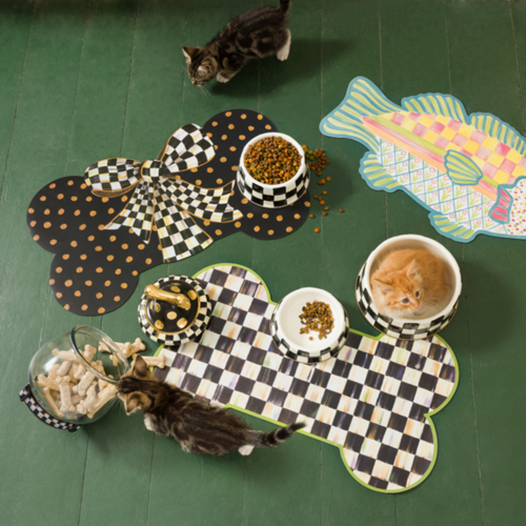 Mackenzie-Childs courtly check large pet dish