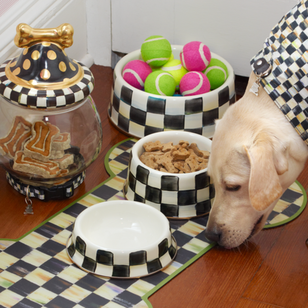Mackenzie-Childs courtly check large pet dish