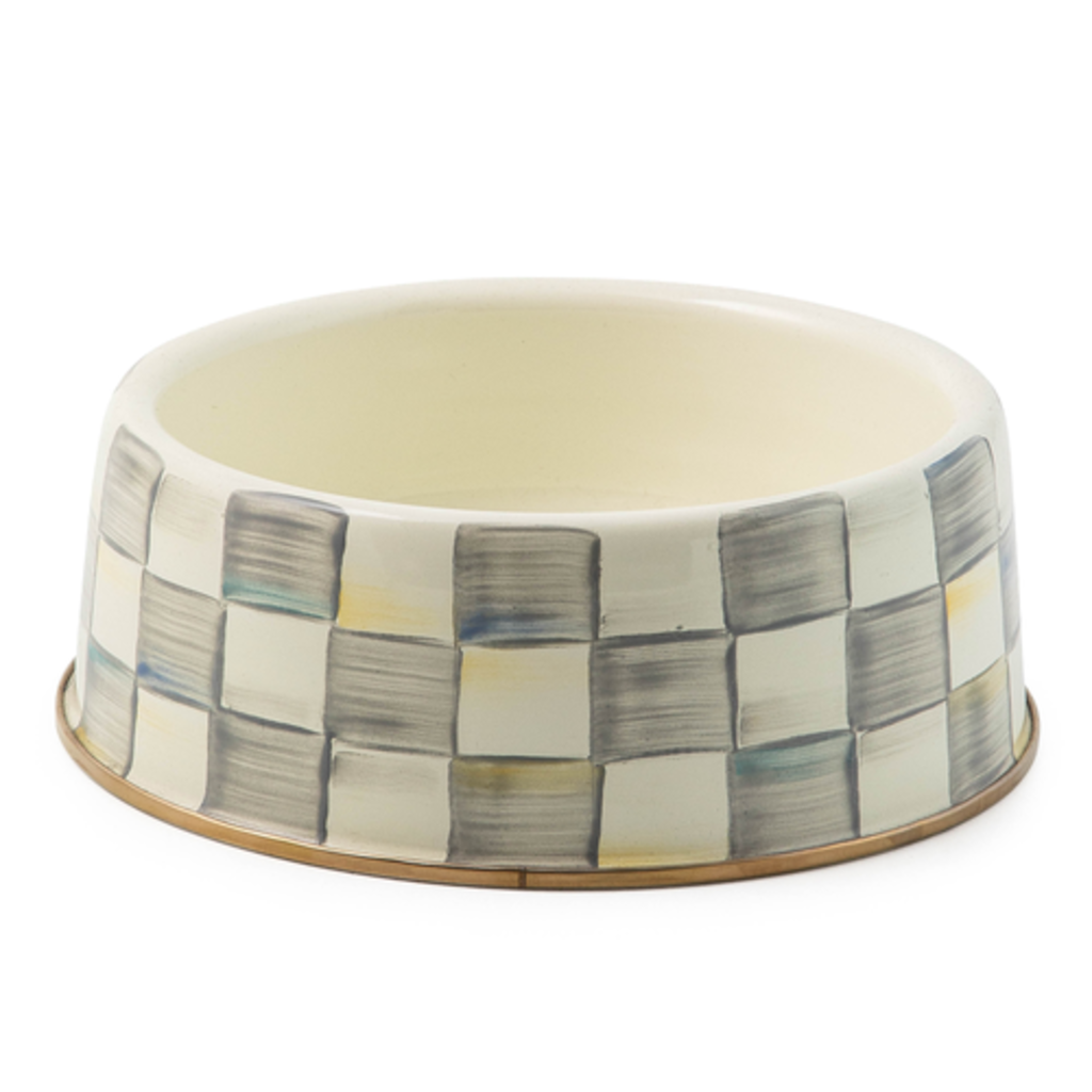 Mackenzie-Childs sterling check large pet dish