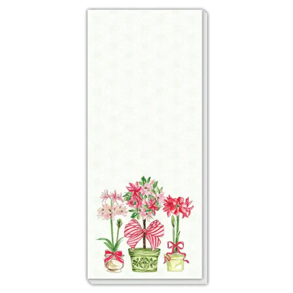 Rosanne Beck Collections Christmas Poinsettia and Amaryllis Skinny Notepad