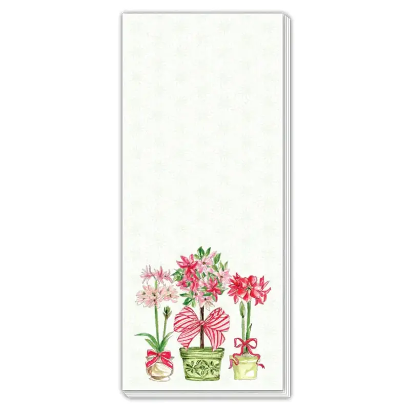 Rosanne Beck Collections Christmas Poinsettia and Amaryllis Skinny Notepad