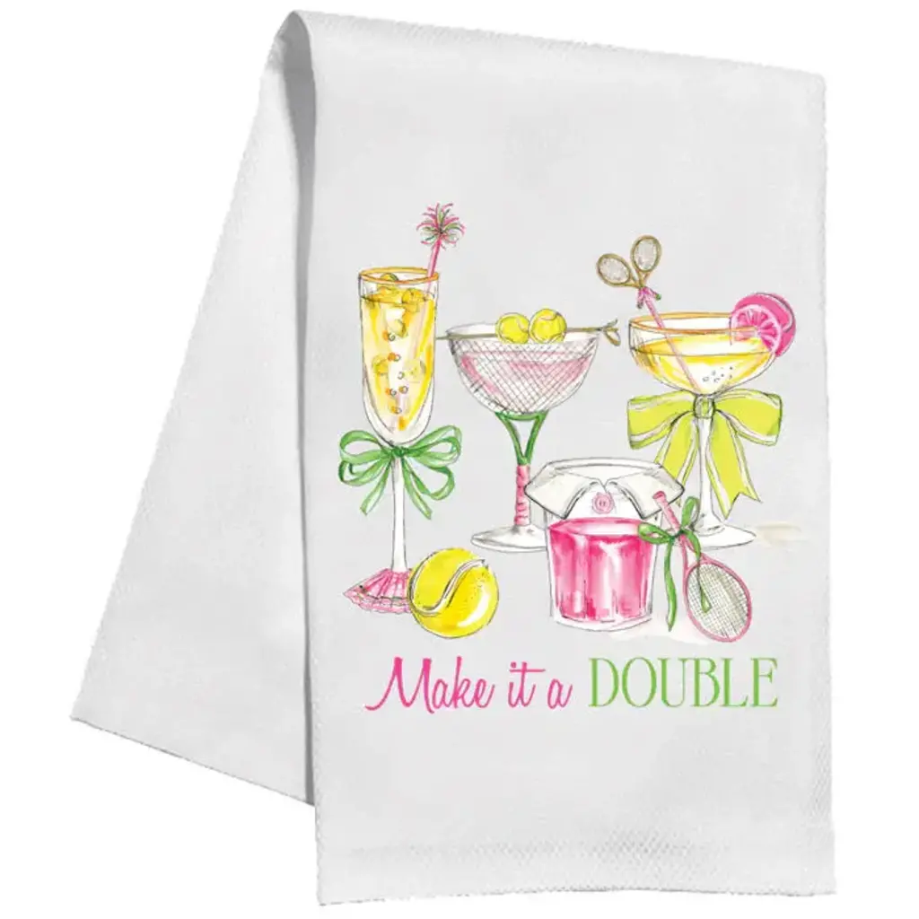 Rosanne Beck Collections Kitchen Towel-Handpainted Tennis Cocktails Make it a Double