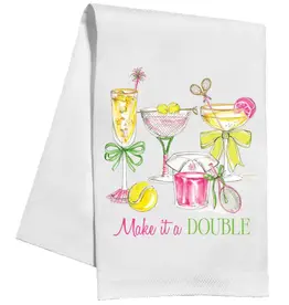 Rosanne Beck Collections Kitchen Towel-Handpainted Tennis Cocktails Make it a Double