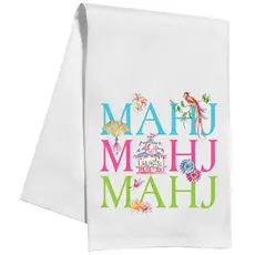 Rosanne Beck Collections Kitchen Towel-Handpainted Mahj,Mahj,Mahj, w/Mahjong Icons