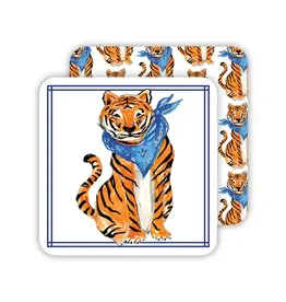 Rosanne Beck Collections Coaster-Handpainted Tiger w/Blue Bandana