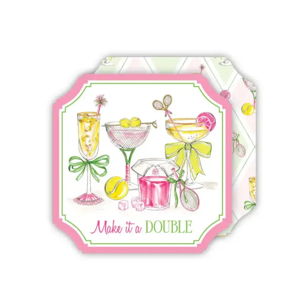 Rosanne Beck Collections Ticket Coaster-Handpainted Tennis Cocktail Make It a Double