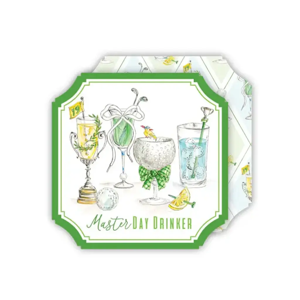 Rosanne Beck Collections Ticket Coaster-Handpainted Golf Cocktails Master Day Drinker