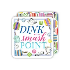 Rosanne Beck Collections Square Coaster-Handpainted Dink Smash point Colorful Pickleball Paddles