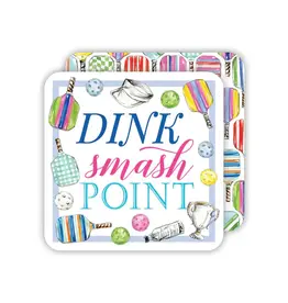 Rosanne Beck Collections Square Coaster-Handpainted Dink Smash point Colorful Pickleball Paddles